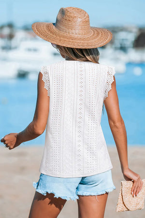 Top blanc col V